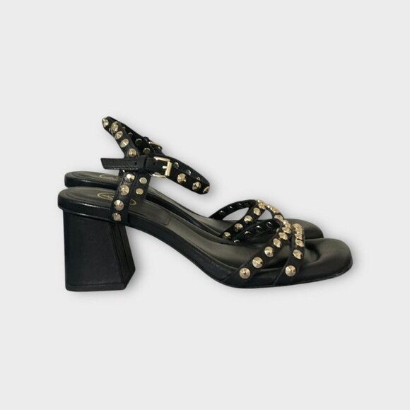Ash Jodi 70mm sandals 37 Black Leather Studded Block Heel - Picture 11 of 11